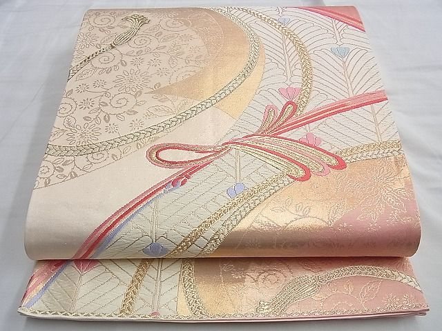 平和屋着物◎六通柄袋帯 唐織 松葉 金糸 逸品 BAAI0357du