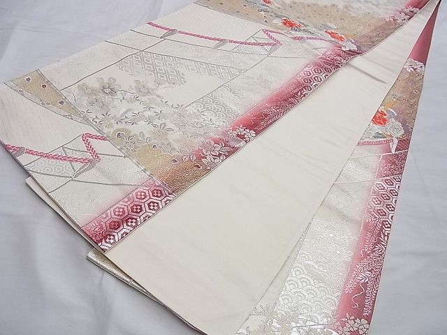 平和屋着物◎六通柄袋帯 唐織 宴幕 花鳥文 金銀糸 逸品 BAAI0381du