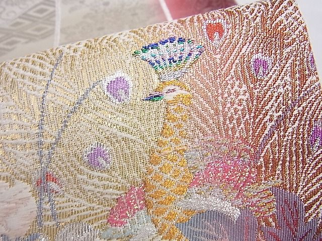 平和屋着物◎六通柄袋帯 唐織 宴幕 花鳥文 金銀糸 逸品 BAAI0381du