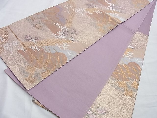 平和屋着物◎六通柄袋帯 唐織 花鳥文 金糸 逸品 BAAI0510du