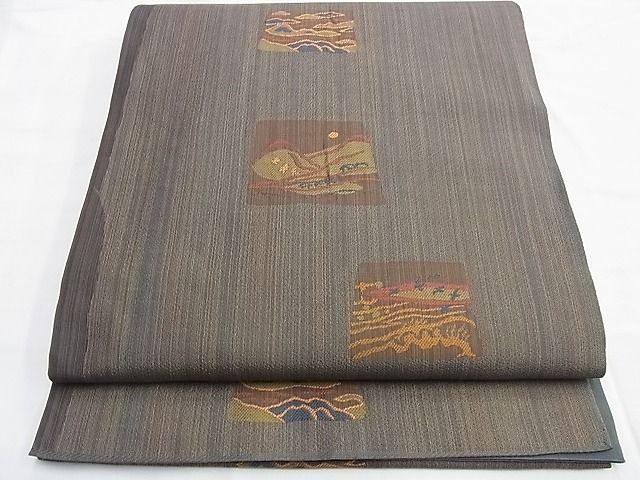 平和屋着物◎六通柄袋帯 風景文 逸品 BAAI0538du