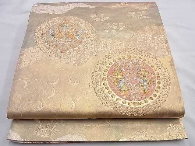 平和屋着物◎六通柄袋帯 狩猟丸文 金銀糸 逸品 BAAI0583du