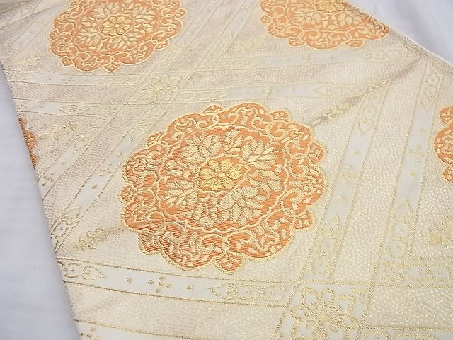 平和屋着物◎六通柄袋帯 花菱文 金糸 逸品 BAAI0575du