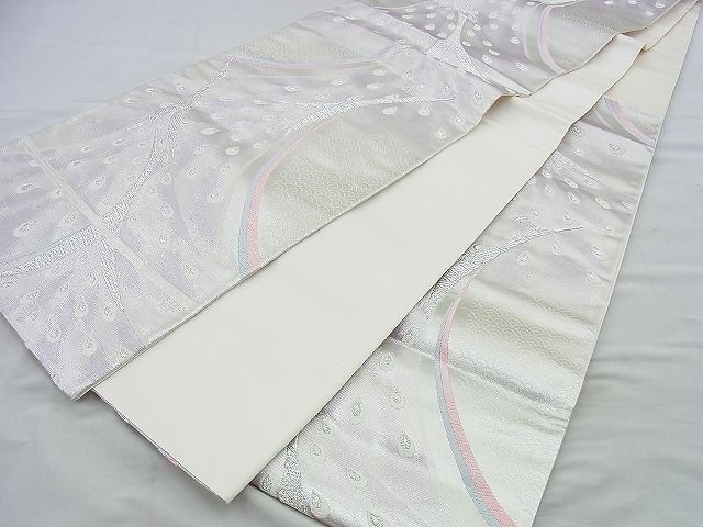 平和屋着物◎六通柄袋帯 唐織 孔雀 銀糸 逸品 BAAH2983jm