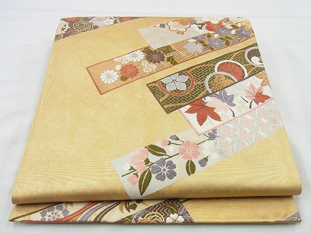 平和屋着物◎六通柄袋帯 唐織 斜取能衣文 金銀糸 逸品 BAAI4411jm