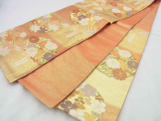 平和屋着物◎佐賀錦 六通柄袋帯 花丸文 金銀糸 逸品 BAAI4417jm