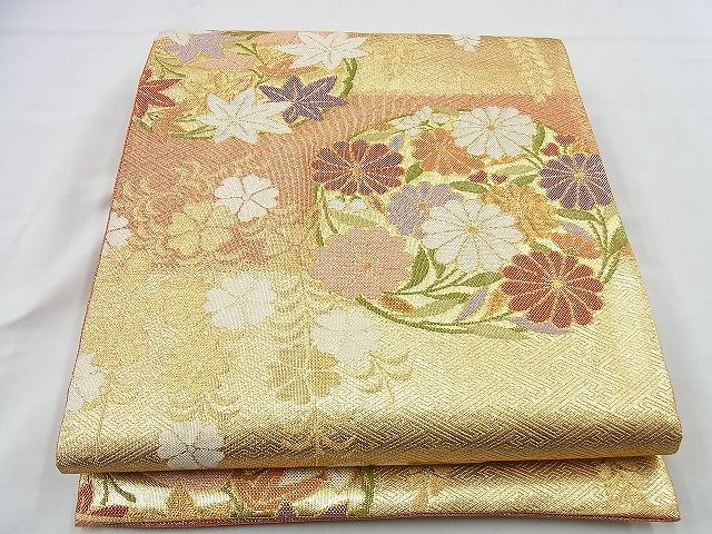 平和屋着物◎佐賀錦 六通柄袋帯 花丸文 金銀糸 逸品 BAAI4417jm