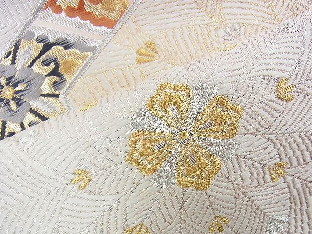 平和屋着物◎太鼓柄袋帯 唐織 花菱亀甲 金銀糸 逸品 BAAI4418jm