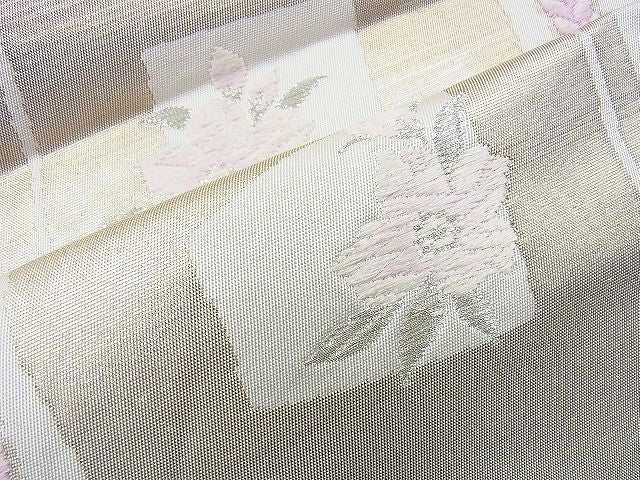 平和屋着物◎六通柄袋帯 唐織 格子花文 金糸 やまとオリジナル 逸品 BAAI4436jm