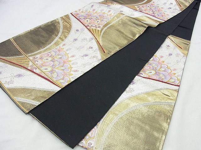 平和屋着物◎六通柄袋帯 扇面華文 金糸逸品 BAAI4452jm