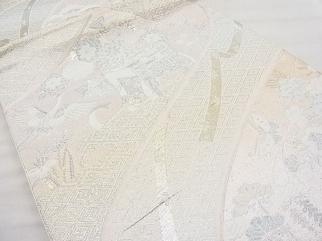 平和屋着物◎六通柄袋帯 唐織 花蝶絵巻 金銀糸 逸品 BAAI1113sa