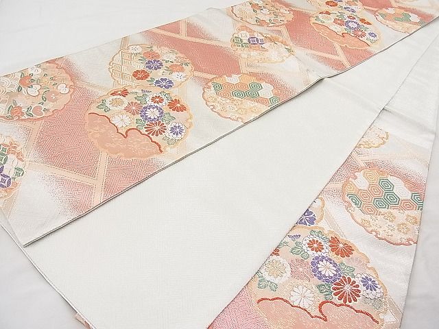 平和屋着物◎佐賀錦 六通柄袋帯 唐織 雪輪吉祥花文 金銀糸 逸品 BAAI1161sa