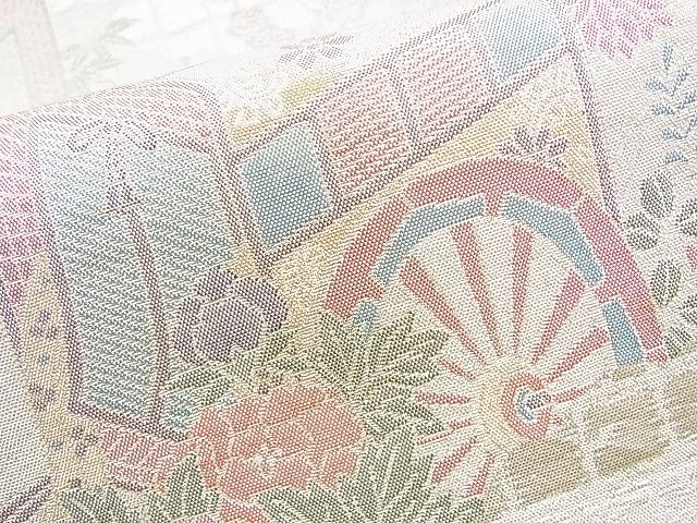 平和屋着物◎佐賀錦 六通柄袋帯 御所車裂取文 金銀糸 逸品 BAAI1148sa