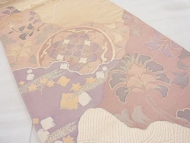 平和屋着物◎六通柄袋帯 道長更紗花文 金糸 逸品 BAAI1153sa