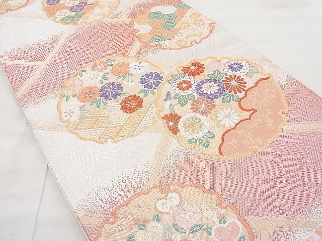 平和屋着物◎佐賀錦 六通柄袋帯 唐織 雪輪吉祥花文 金銀糸 逸品 BAAI1161sa