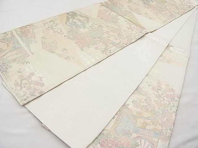 平和屋着物◎佐賀錦 六通柄袋帯 御所車裂取文 金銀糸 逸品 BAAI1148sa