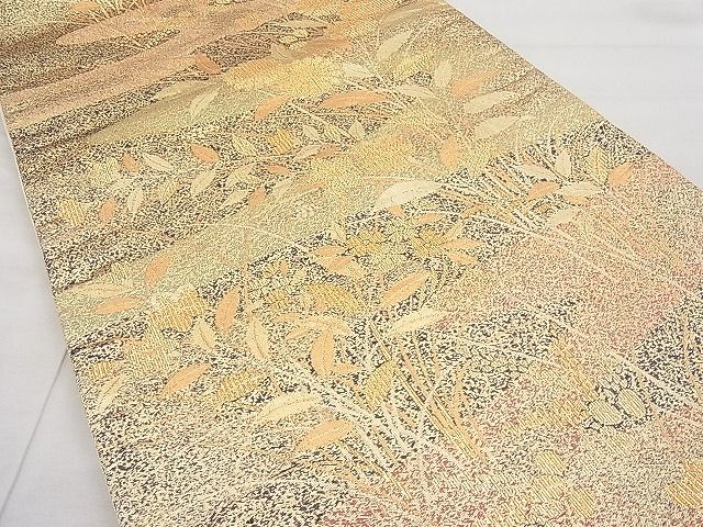 平和屋着物◎六通柄袋帯 琳派つゞれ織 流水秋草文 金糸 逸品 BAAI1186sa