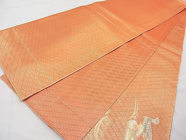 平和屋着物◎佐賀錦 太鼓柄袋帯 流水鴛鴦文 金糸 逸品 BAAI1207sa