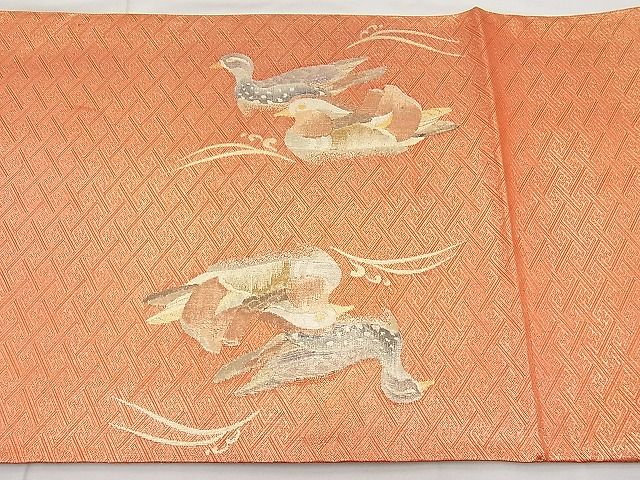 平和屋着物◎佐賀錦 太鼓柄袋帯 流水鴛鴦文 金糸 逸品 BAAI1207sa