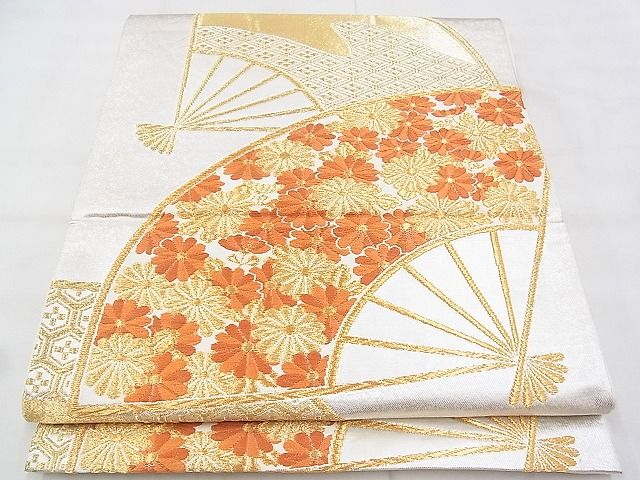 平和屋着物◎六通袋帯 唐織 扇面吉祥菊文 金銀糸 やまとオリジナル 逸品 BAAH1195ns