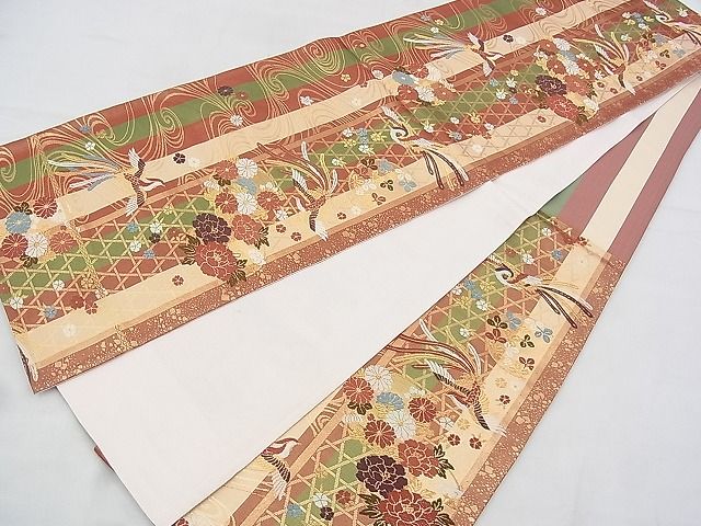 平和屋着物◎六通柄袋帯 唐織 鳳凰花丸文 金糸 逸品 BAAH5389ns
