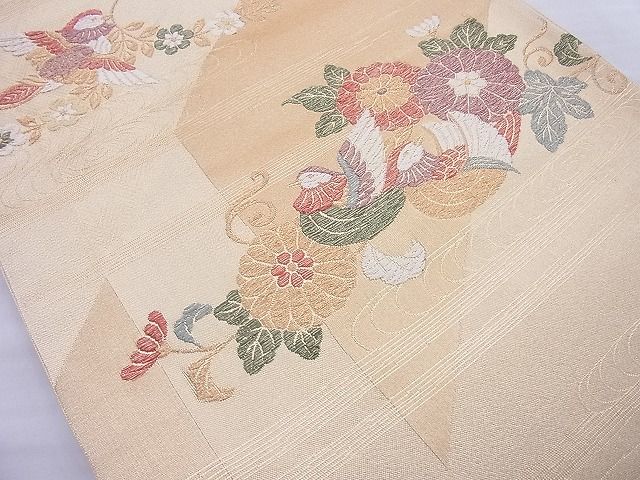 平和屋着物◎六通柄袋帯 正倉凰花鳥 金糸 逸品 BAAH6129cm