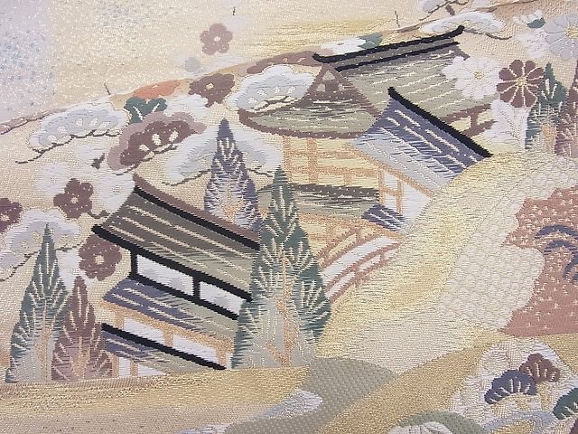 平和屋着物◎六通柄袋帯 唐織 彩雲御所解文 金銀糸 逸品 BAAH6124cm