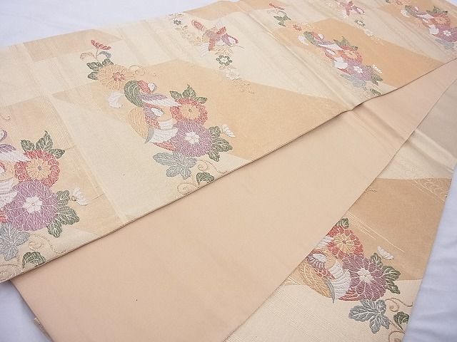 平和屋着物◎六通柄袋帯 正倉凰花鳥 金糸 逸品 BAAH6129cm
