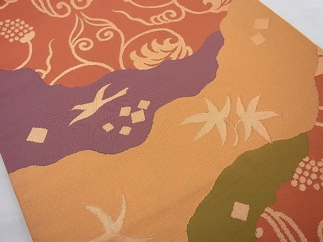 平和屋着物◎六通柄袋帯 名物裂 金糸 逸品 BAAI4023cm