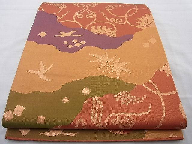 平和屋着物◎六通柄袋帯 名物裂 金糸 逸品 BAAI4023cm
