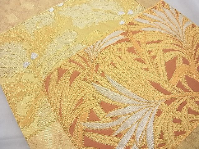 平和屋着物◎太鼓柄袋帯 若松葉 金糸 引箔 逸品 BAAI4034cm