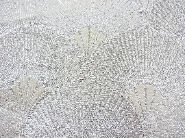 平和屋着物◎六通柄袋帯 扇面青海波 銀糸 逸品 BAAI4067cm