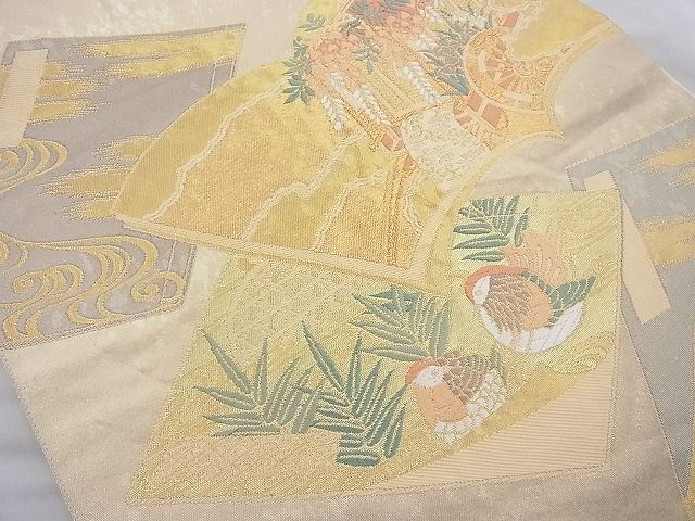 平和屋着物◎六通柄袋帯 唐織 謡本 金糸 逸品 BAAI4145cm