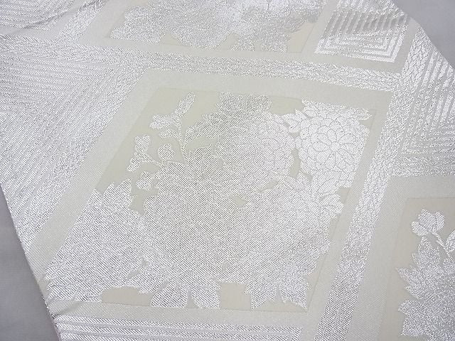 平和屋着物◎佐賀錦 両面六通柄袋帯 花菱 銀糸 やまとオリジナル 逸品 BAAI4147cm