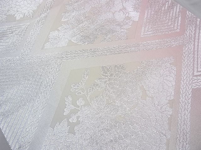 平和屋着物◎佐賀錦 両面六通柄袋帯 花菱 銀糸 やまとオリジナル 逸品 BAAI4147cm