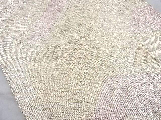 平和屋着物◎佐賀錦 全通柄袋帯 菱吉祥文 金糸 逸品 BAAI4136cm