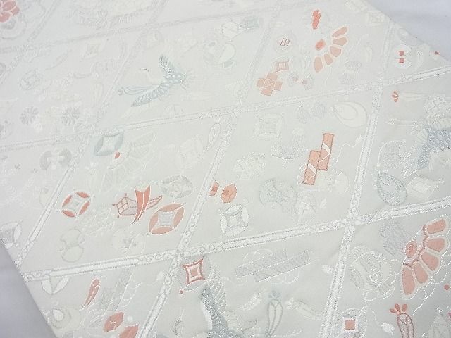 平和屋着物◎六通柄袋帯 唐織 貴光 九百錦 銀糸 逸品 BAAI6268cm