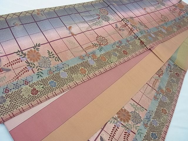 平和屋着物◎六通柄袋帯 ふくれ織り 華翔舞 金糸 逸品 BAAI6270cm