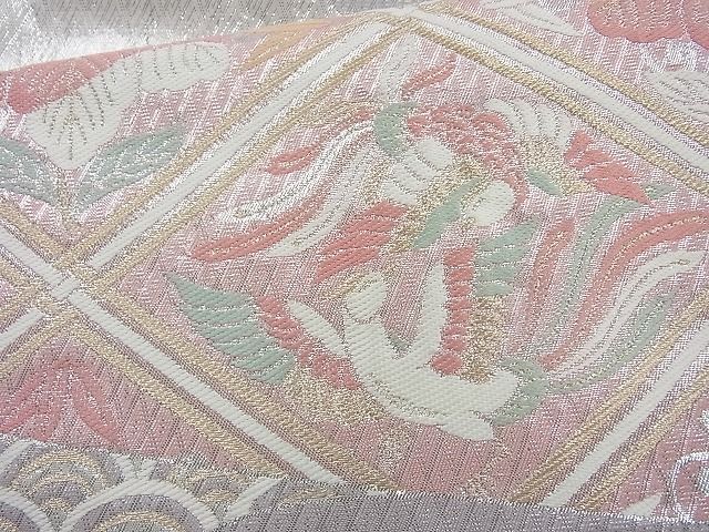 平和屋着物◎六通柄袋帯 さがび錦 扇面桐竹鳳凰文 金銀糸 逸品 BAAI6287cm