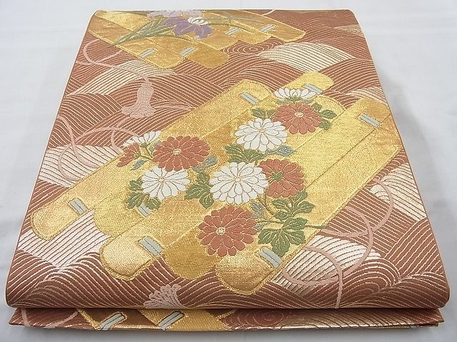 平和屋着物◎六通柄袋帯 唐織 天平錦 金糸 逸品 BAAI6300cm