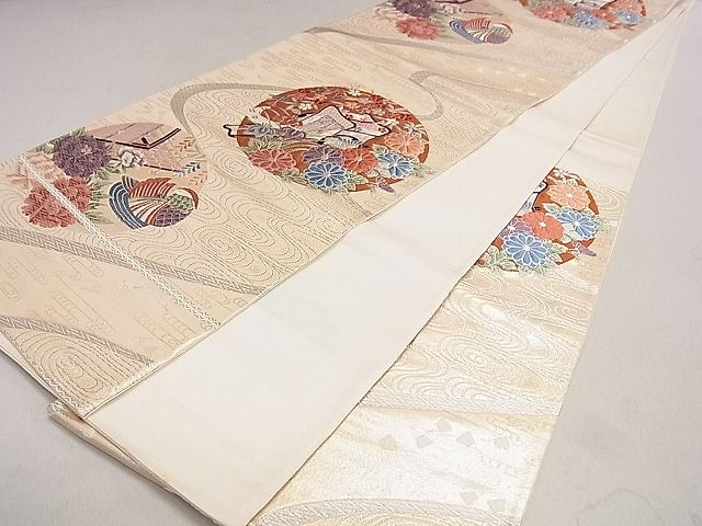 平和屋着物◎六通柄袋帯 唐織 正倉院華文源氏車 金銀糸 逸品 DAAG5841tw