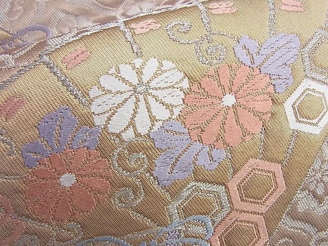 平和屋着物◎六通柄袋帯 唐織 粋彩桧扇 金銀糸 逸品 BAAI0607du