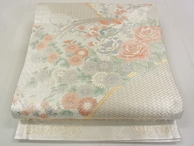 平和屋着物◎本佐賀錦 六通柄袋帯 九百錦 花鳥文 金糸 逸品 DAAG5183jm