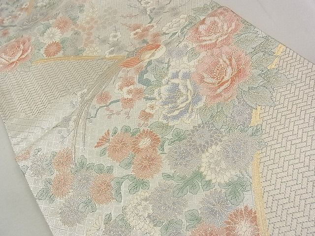 平和屋着物◎本佐賀錦 六通柄袋帯 九百錦 花鳥文 金糸 逸品 DAAG5183jm