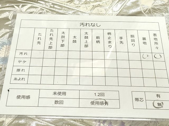 平和屋着物◎六通柄袋帯 格天井花文 銀糸 逸品 DAAG4517fe