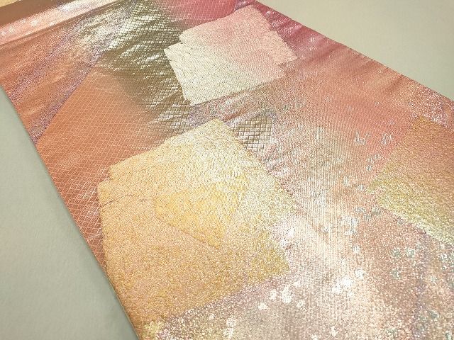 平和屋着物◎佐賀錦 六通柄袋帯 破れ色紙文 金銀糸 逸品 DAAG4514fe
