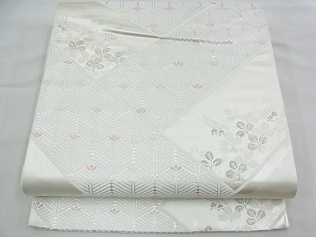 平和屋着物◎六通柄袋帯 檜垣吉祥文 銀糸 逸品 BAAH4706th