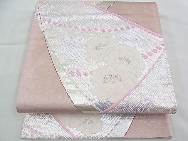 平和屋着物◎六通柄袋帯 銀彩錦 牡丹 やまと誂製 逸品 BAAH4709th