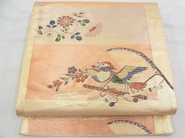 平和屋着物◎六通柄袋帯 唐織 花喰い鳥 金糸 逸品 BAAH4733th