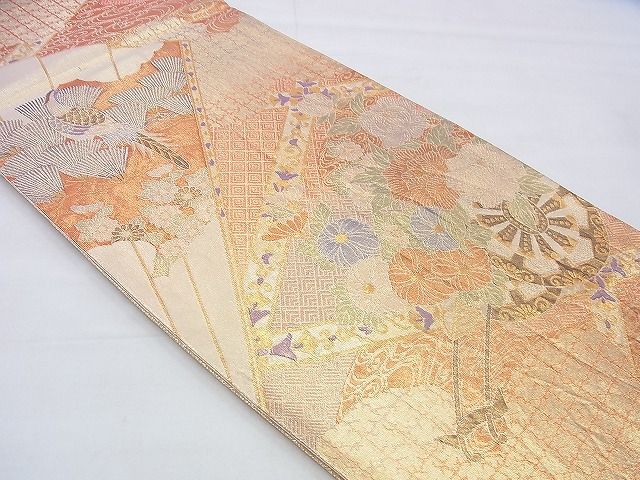 平和屋着物◎本佐賀錦 六通柄袋帯 王朝花車紋 金糸 逸品 BAAI2682th